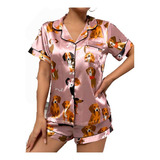 Pijama Modelo Blogueirinha Americano Basset Dashound Cetim
