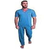 Pijama MVB Modas Longo Adulto Masculino Manga Curta E Calça