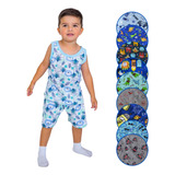Pijama Nenê Regata Algodão Infantil Masculino Verão 123