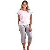 Pijama Pescador Adulto Feminino Blusa Calça Curta BR Alfa M Regular Regular Rosa Bebê 
