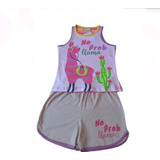 Pijama Regata Infantil Feminino Menina Verão Algodão Tam 06