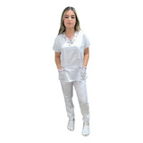 Pijama Scrub oxford conjunto Hospitalar Branco