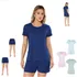 Pijama Short Doll Feminino Manga Curta Suede Confortável