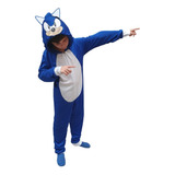 Pijama Sonic Infantil Macacão Kigurumi Malha
