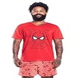 Pijama Super Herói Adulto Estampado Homem Aranha Malha PV M