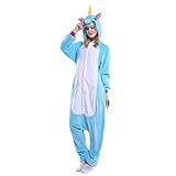 Pijama Unicórnio Azul Adulto Capuz 100 Algodão Antialérgico G