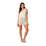 Pijama Verão Regata Com Short Curto Malha Leve Confortável