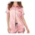 Pijama Victorias Secret Cetim Manga Curta Rosa Listra Origi