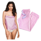 Pijama Victorias Secret De Seda Camiseta Alça Fina Calça M/g