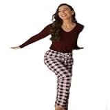 Pijama Xadrez Longo Fechado Feminino Manga Comprida G1 Bordo 