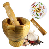 Pilão Bambu Robusto Socador Madeira Tempero Alho Condimento
