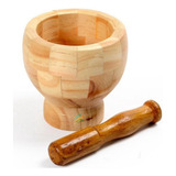 Pilão Com Socador Para Alho Tempero De Madeira