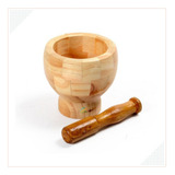 Pilão E Socador Madeira Bambu Temperos Especiarias