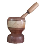 Pilão Madeira Socador Para Temperos Condimentos Bambu M 
