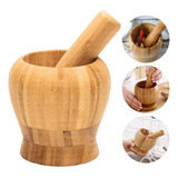 Pilão Socador Amassador De Alho Grande Em Bambu Natural