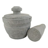 Pilão Socador De Alho De Pedra Sabão Com Socado Exclusivo 