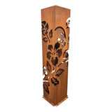 Pilar De Escultura Em Aço Corten Hibiscus Decoração Luxo