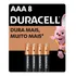 Pilha Alcalina Aaa Palito Duracell Com 8 Unidades