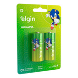 Pilha D grande Lr20 Elgin Alcalina Blister C 2 Unidade