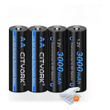 Pilha Recarregáveis Aa De 1 2v 3000mah Kit De 4 Baterias