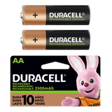 Pilha Recarregável Aa 2500mah Com 2 Pilhas Duracell Dx1500