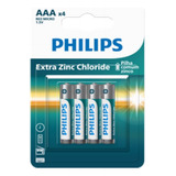 Pilha Zinco Aaa Philips Bateria Carvão 3a Palito 4 Unidades