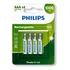 Pilhas Recarregável Palito Philips Aaa Cartela Com 4 Unidades