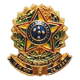 Pim Bótom Broche Brasão Da República Do Brasil Folheado Ouro