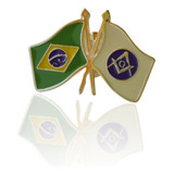Pin Botton Broche Brasil Maçonaria Dourado Símbolo Esquadro