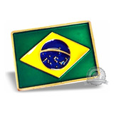 Pin Broche Boton Bandeira Brasil Dourada
