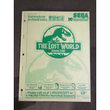 Pinball Manual Sega Lost World Jurassic Park novo 