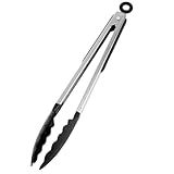 Pinça Culinária Profissional 30 Cm Em Silicone E Aço Inox Pegador Para Churrasco Salada Air Fryer Fritura Antiaderente E Multiuso Premium Preto