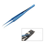 Pinça De Titanio Original Azul Antiestática Curva Fina