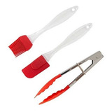 Pinça Pegador Culinário Espátula Pincel Silicone