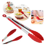 Pinça Pegador Culinário Silicone 25 Cm Multiuso Inox Fritura