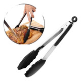 Pinça Pegador Culinário Silicone 25cm Multiuso Inox Fritura