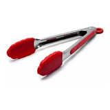 Pinça Pegador Culinário Silicone 30 Cm Multiuso Inox Fritura Cor Vermelho