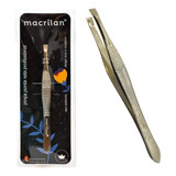 Pinça Sobrancelha Profissional Inox Macrilan Ponta Reta Inox