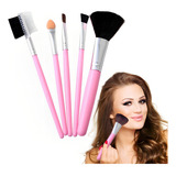 Pincel De Maquiagem Kit C 5 Peças Profissional Completo