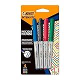 Pincel Marcador Permanente BIC Marking Ponta Média De 1 1mm 4 Cores Clássicas C Grip Emborrachado 903886