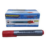 Pincel Marcador Permanente Mp 616 Recarregável Masterprint Cor Vermelho Caixa C 12 Unidades