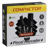 Pincel Marcador Permanente Preto Compactor Cx C 12 Un