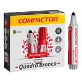 Pincel Marcador Quadro Branco Compactor Caixa C 12 Un Cor Vermelho
