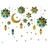 Pinenjoy Adesivos De Parede Do Ramadã Eid Islâmico Adesivo De Parede Muçulmano Mubarak Adesivos De Parede Lua Lanterna Estrelas Decorações Para Janela Sala De Estar Quarto Sofá Fundo