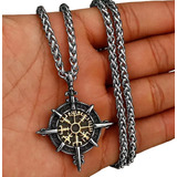 Pingente Aço Inox Vikings Runas Ponto Riscado Odin V