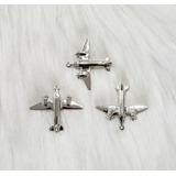 Pingente Aviao Metal Prateado