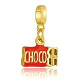 Pingente Berloque Barra Chocolate Para Pandora Banhado A Ouro 18k