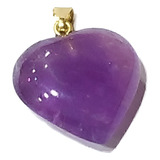 Pingente Coração Com Pedra Ametista 2cm Folheado A Ouro Pc02