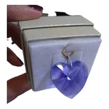 Pingente Coração Cristal Swarovski Blue Violet 2,8 Cm Prata