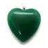 Pingente Coração De Pedra Jade Verde Natural  Folheado Prata